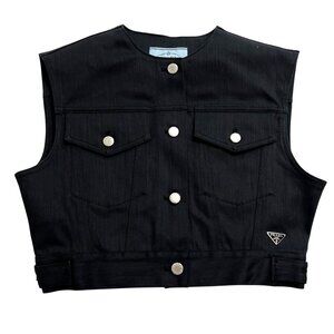 Prada Stretch Denim Vest in Black